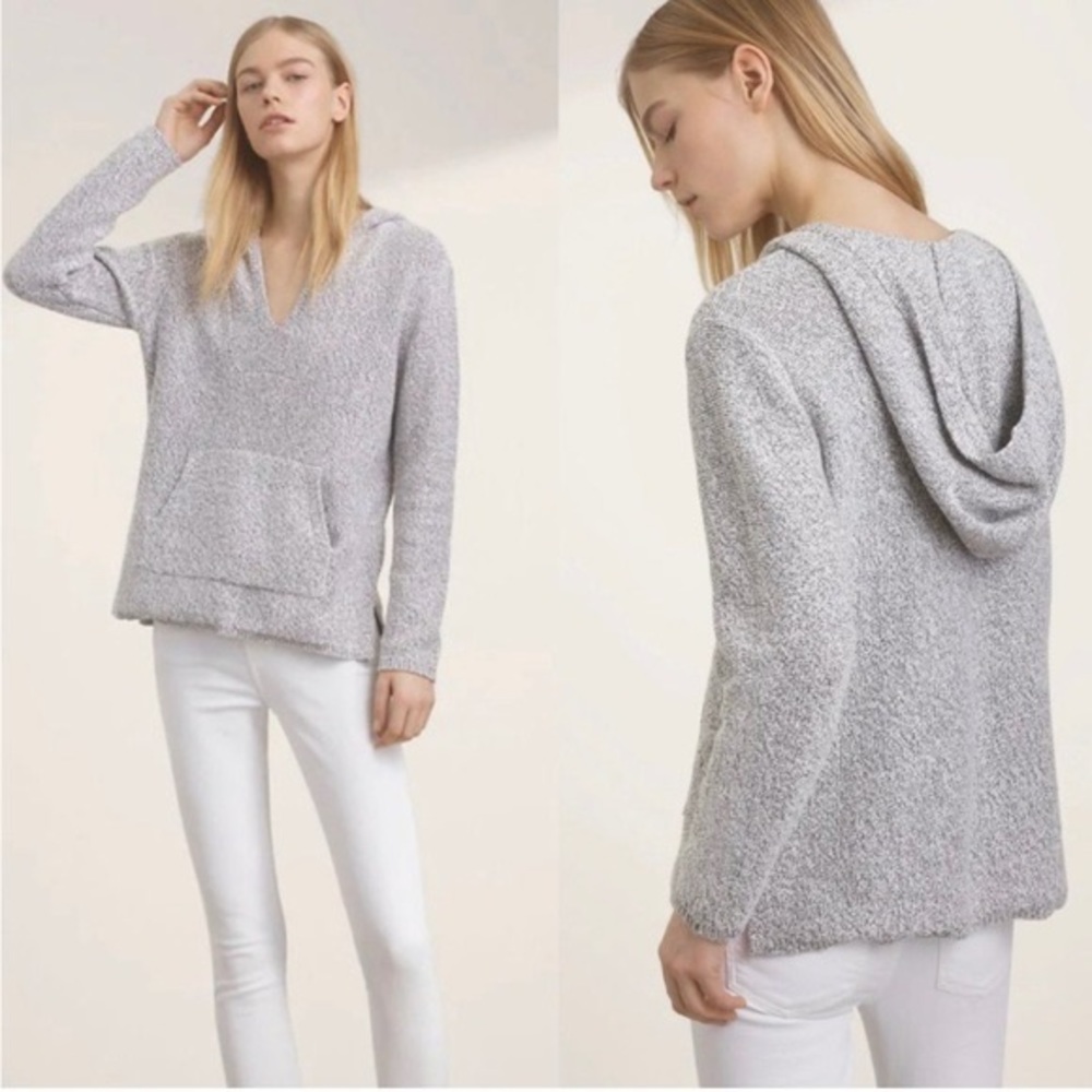 Aritzia TNA Clarion Textured Heathered White and Grey Hoodie